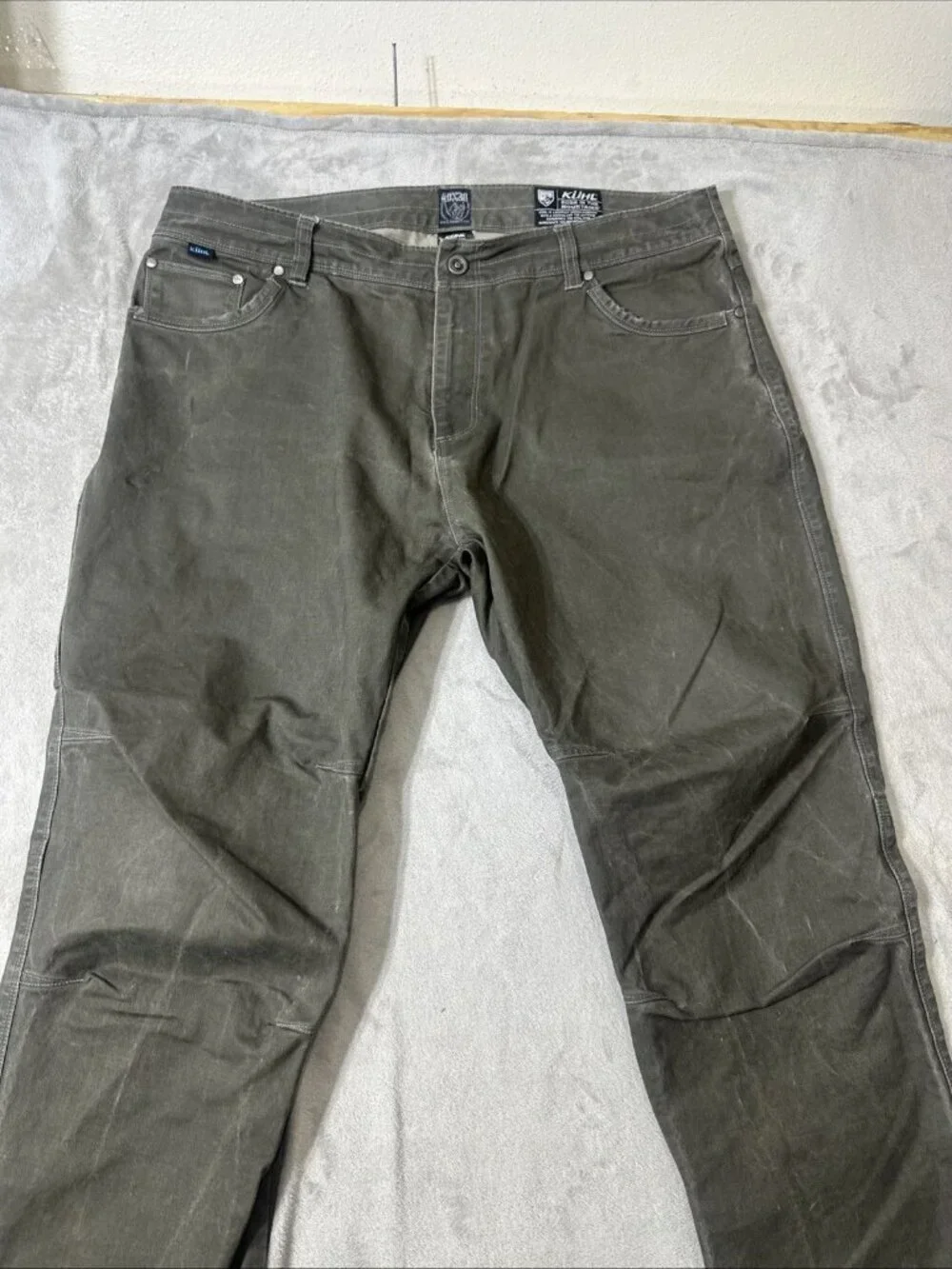 Kuhl rydr pants mens 40x30 gray canvas hiking workwear rugged outdoor